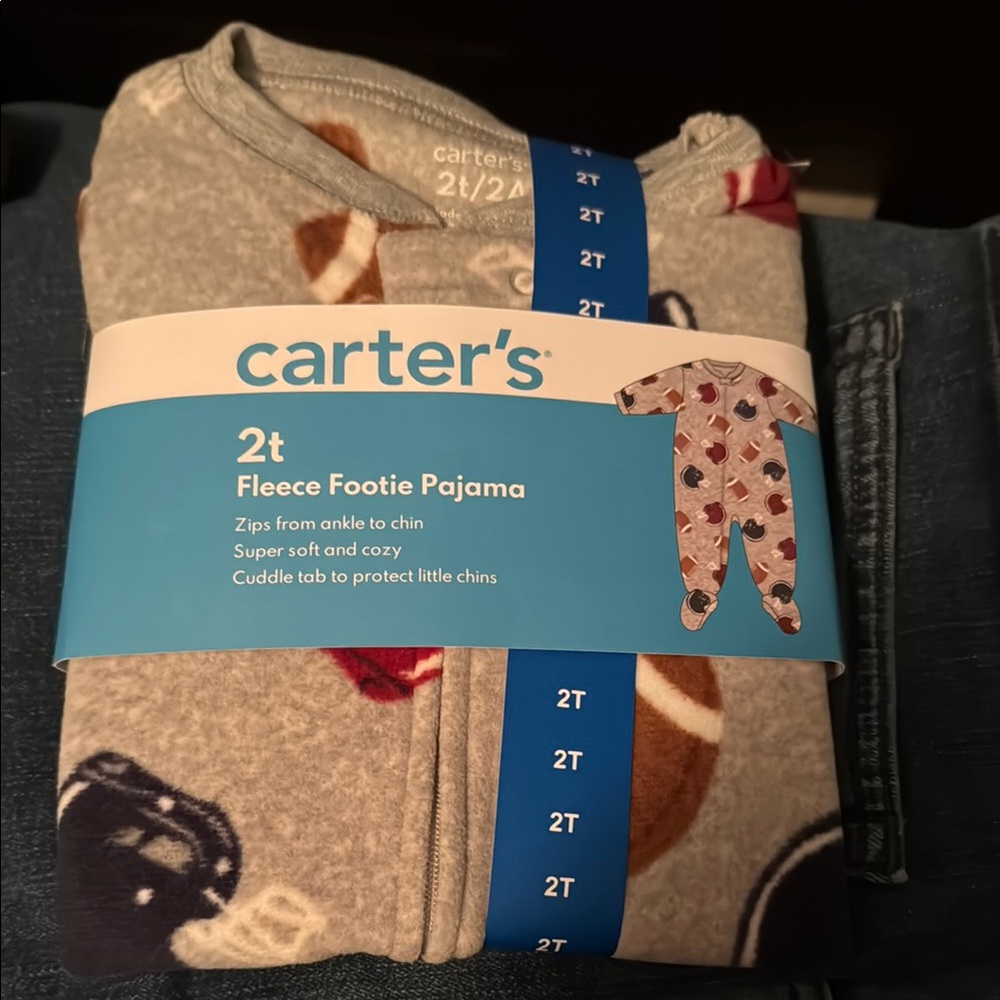 Carter's Gray and Brown Fleece Footie Pajamas
